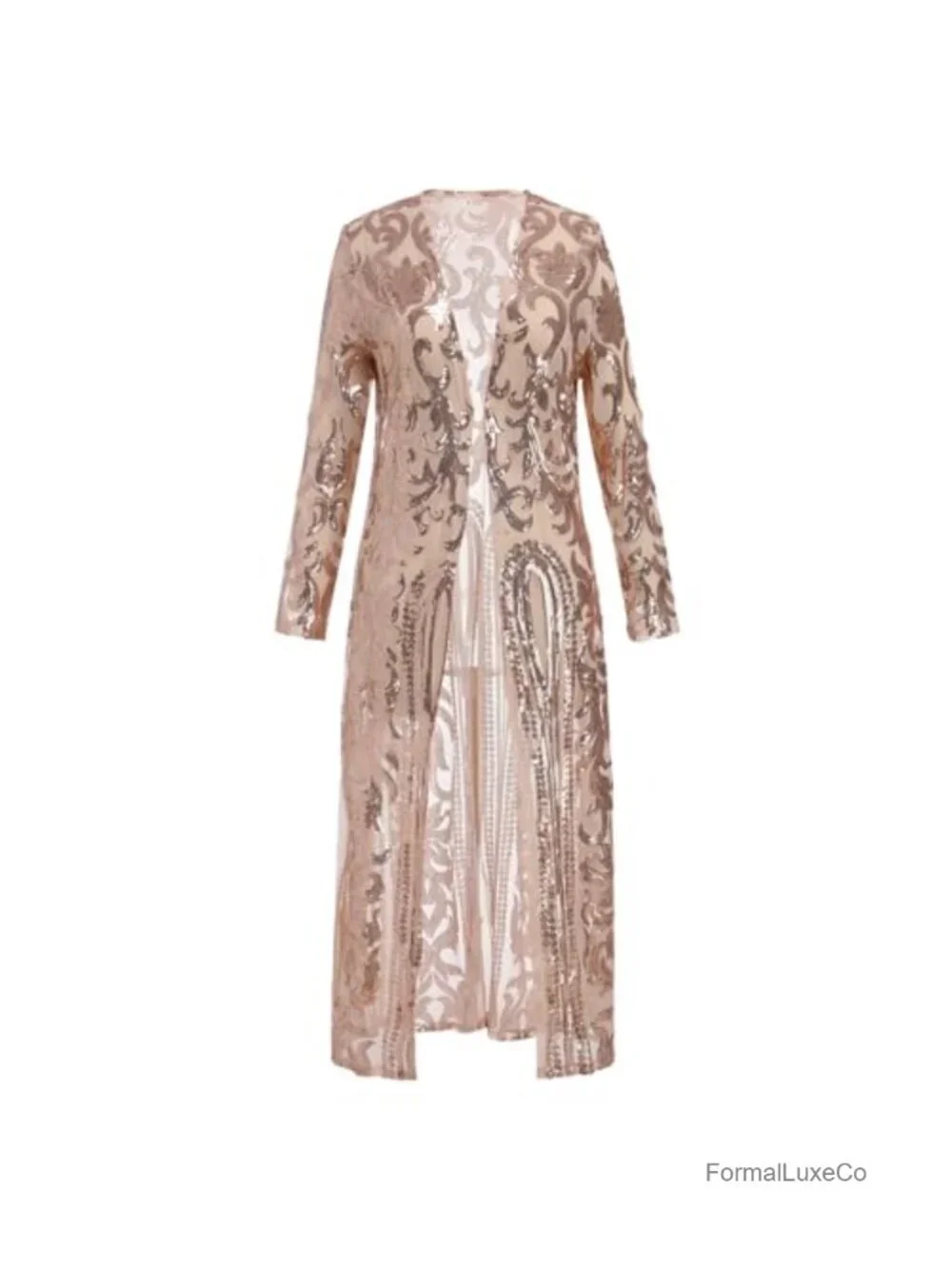 Sequin Cardigan Long Sleeve Open Front Women's Sparkly Duster Jacket